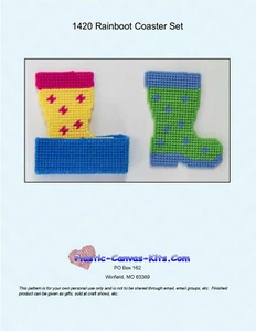 Rainboot Coaster Set-Plastic Canvas Pattern or Kit - Picture 1 of 1