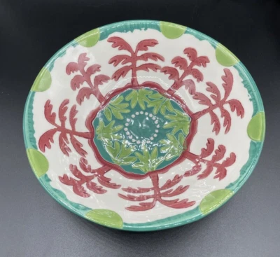 Anthropologie Agata Pasta Bowl Green Blue Abstract Pattern 7.5” New - Image 1 of 4