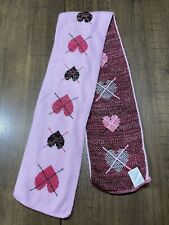 Girls Knit 42” x 5.5” Scarf Pink Red Hearts Valentines Day EUC