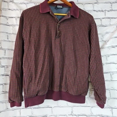 Etonic Vintage Mens Golfwear Plaid Long Sleeve Pullover Wind Stopper Size L Golf - Image 1 of 4
