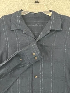 TOMMY BAHAMA 100% Linen Shirt XXL Black Button Up Long Sleeve Lightweight - Picture 1 of 13