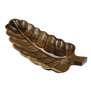 Peaceful Olive Branch Leaf Shaped Hand Carved Natural Wood Plate/Tray - Picture 1 of 6