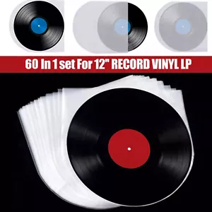 60x Anti Static 12'' LP LD Vinyl Record Covers Inner Sleeves Plastic Clear Cover - Picture 1 of 13