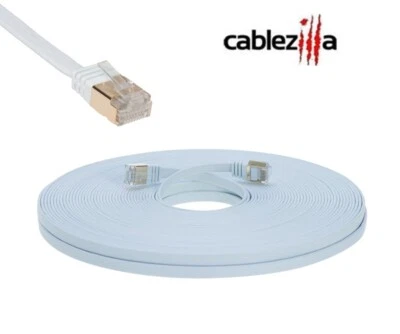 CAT7 SFTP Ethernet Patch Cable Flat Cord 10Gbps 6FT-100FT White Multi-Pack LOT - Image 1 of 4
