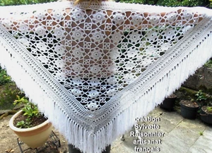 CHALE CROCHET SYLVETTE RAISONNIER ARTISANAT FRANCAIS ETOILEsur commande*** - Picture 1 of 4