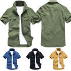 Herren Taktische Armee Militär kurzärmeliges T-Shirt Knopfleiste Oberteile Shirt Bluse