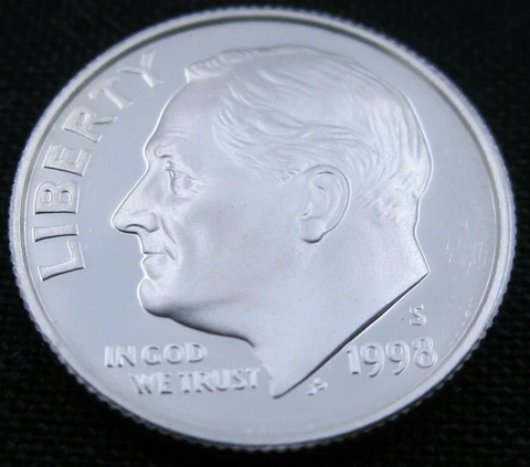 1998 S Gem Proof Deep Cameo Roosevelt Dime - Silver Cover