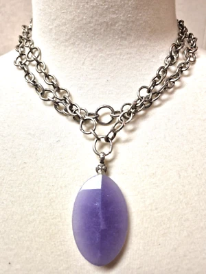Sigrid Olsen 18" Doble Cadena Amatista?/Cuarzo Colgante Collar Tono Plata Foto 1 de 4