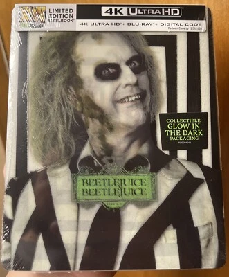 Beetlejuice Beetlejuice STEELBOOK 4K UHD Blu-ray  + Digital Brand New Sealed - Image 1 of 4