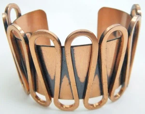VINTAGE 1950'S RENOIR WIDE COPPER CUFF BRACELET   # 1 OF 2 - Picture 1 of 5