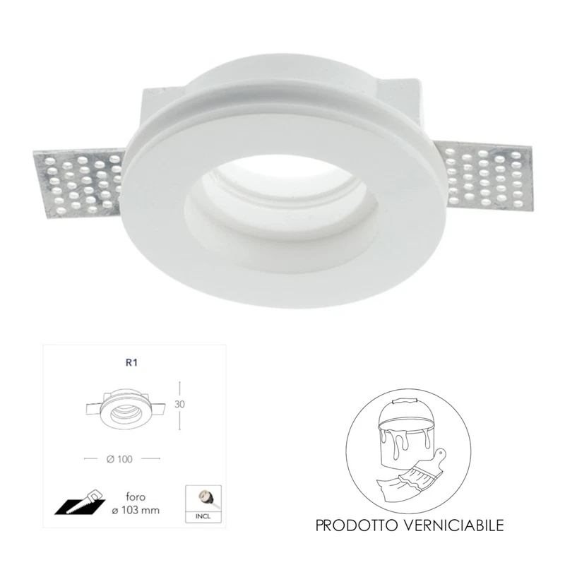 faretto da incasso rotondo in gesso a scomparsa 1XGU10 - Intec INC-SPirit-r1 - Immagine 1 di 1