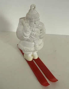 RARO Blanco Rosbro Plástico Papá Noel en Esquís Vintage Contenedor de Caramelos Navidad - Imagen 1 de 9