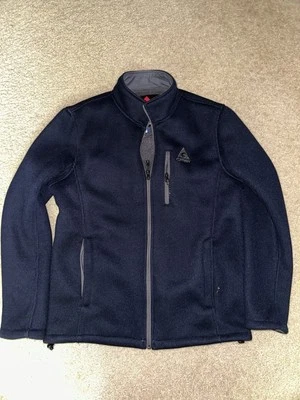 Gerry Navy Heavy Textured Knit Jacket Fleece Lined Full Zip Waffle Men's Large - Image 1 of 4
