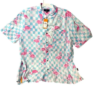 Camisa informal Margaritaville con cuello abotonado para hombre azul flamenco playa XXL Foto 1 de 4