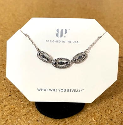 "Collar BP Bomb Party cristal de hielo negro chapado en rodio RBP8324 18"" NUEVO CON ETIQUETAS Foto 1 de 4