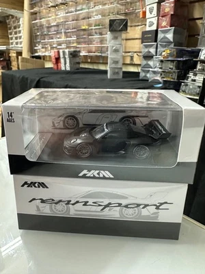 PORSCHE 911 992 GT3 R RENNSPORT BLACK CARBON FIBER 1/64 DIECAST CAR BY HKM MODEL - Image 1 of 4