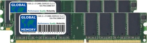 1GB (2 x 512MB) DDR 333MHz PC2700 184-PIN DIMM MEMORY RAM KIT FOR DESKTOPS/PCS - Image 1 of 1