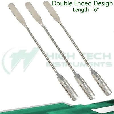 HTI BRAND 3 PCS Stainless Steel Micro Spoon Scoop Spatula for Lab Powder Measuring - 6"
