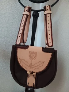 Kilt Sporran. Braun/Beige. Hängend vom Gurtel oder Gürtelführung hinten - Bild 1 von 13