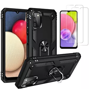 For Samsung Galaxy A03S Case Ring Stand Shockproof+Tempered Glass Protector - Picture 1 of 25