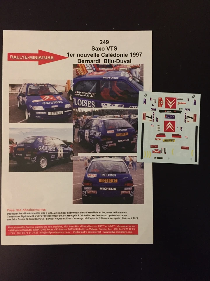 DECALS 1/43 CITROEN SAXO VTS BERNARDI RALLYE NOUVELLE CALEDONIE 1997 RALLY - Photo 1/1