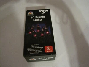50 PURPLE LIGHTS INDOOR / OUTDOOR 10 FOOT LIGHTED LENGTH--NEW - Picture 1 of 10