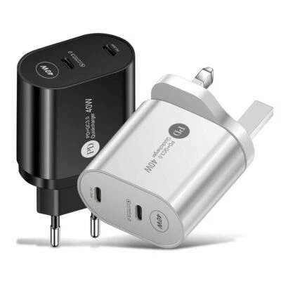 2 Port PD Plug 40W  USB-C Type C Fast Wall Charger Adapter For iPhone 12 Pro Max - Image 1 of 4