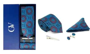 Gino Vitale Men's 100% Silk 4 Piece Tie Set, T128 - Picture 1 of 5