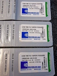 BRASSELER USA US #700 FG TAPER FISSURE CARBIDE INSTRUMENT (15 BURS) - Picture 1 of 3