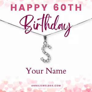 Personalised 60 Birthday Gift 925 Sterling Silver Initial Letter Name Necklace - Picture 1 of 38