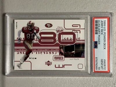 1999 UPPER DECK AUXILIARY POWER JERRY RICE CARD #AUX12 PSA 10 GEM MINT LOW POP 6 - Image 1 of 4