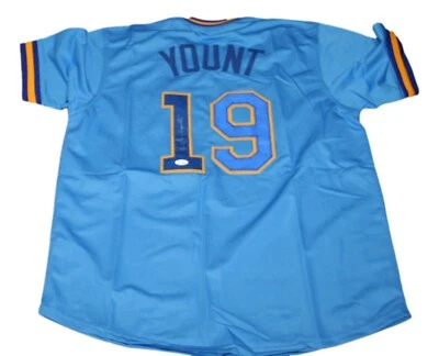 Robin Yount Autographed Baseball Jersey Brewers JSA - Image 1 of 4