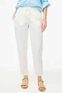 J.Crew SZ 2 Women Linen-Cotton Blend Drawstring Pants White, Pull-on Elastic NWT - Picture 1 of 5