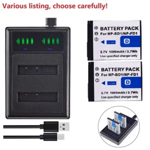 Battery or charger for Sony NP-BD1 FD1 Type DSC-T70 T75 T90 T200 T300 T500 T700 - Picture 1 of 28