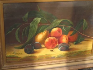Canvas Oil Painting still life fruit 1800's 23 x 18 New England - Picture 1 of 8