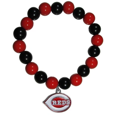 Cincinnati Reds Bead Style Bracelet [NEW] MLB Wrist Stretch Necklace Jewelry Cover