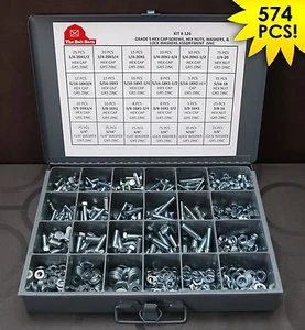 Kit de surtido de pernos, tuercas y arandelas de grado 5 - ¡574 piezas! ¡ENVÍO GRATIS! - Imagen 1 de 1