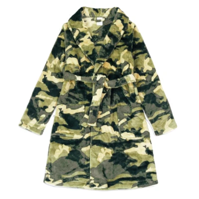 Wonder Nation Boys Plush Pajama Robe Green Camo Camouflage Comfy and Soft New - Image 1 of 2