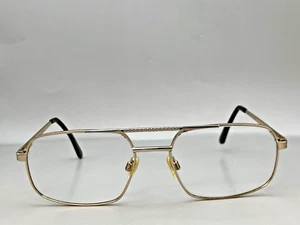 Stetson Eyeglasses Frames 293 057 Shiny Gold Square Full Wire Rim 58-18-145 - Picture 1 of 13