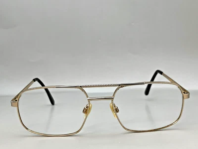 Stetson Eyeglasses Frames 293 057 Shiny Gold Square Full Wire Rim 58-18-145 - Image 1 of 4