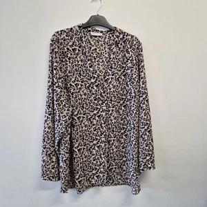 Ladies Top Size 20 Papaya Pink Black Blouse Smart Day Office Work Party - Picture 1 of 9