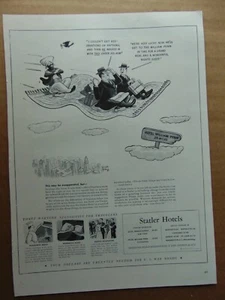 1942 Men Travel to STATLER Hotel William Penn on Flying Carpet art print ad - Picture 1 of 1