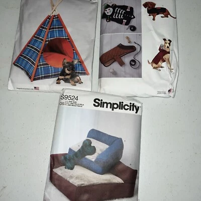 New Dog Coat Costume Bed Toy Tent 3 Sewing Patterns Uncut Simplicity - Image 1 of 4