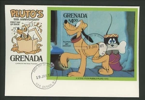 Disney FDC Grenada #1032 S/S 1981 Pluto's 50th Anniversary dog Pueblo Pluto - Picture 1 of 2