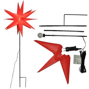 Sternenstab 18-Zacken-Stern rot mit LED-Birne warmweiß