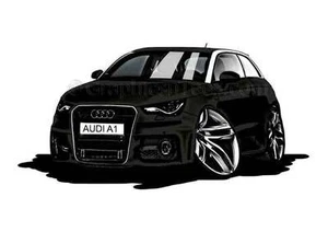 Audi A1 Black Caricature Car Cartoon A4 Print - Foto 1 di 1