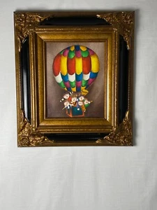 Joyce Roybal Oil Painting On Canvas Children In Hot Balloon Textured Cartoonish - Picture 1 of 16