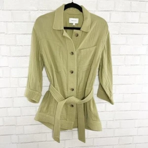 Current/Elliott Sage Green Button Front Tie Waist Shacket Women's US Size Small - Picture 1 of 6