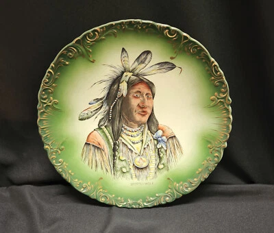 Rare Haynes Baltimore Pottery Platter Plate American Indian Chief Spotted Wolf - Image 1 of 4