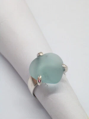 ANELLO in ARGENTO 925 con CUORE in Quarzo sintetico azzurro - pietra dura - - Immagine 1 di 4